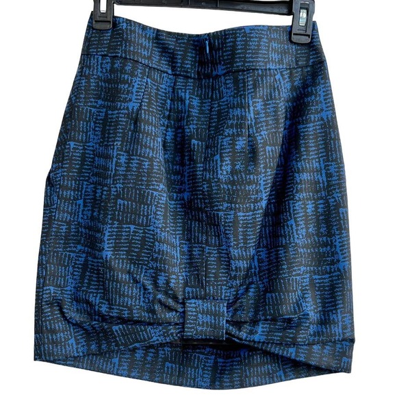 Marc By Marc Jacobs Pleated Front Jaquard Pencil Mini Skirt Blue Women's Size 4 - Picture 2 of 9